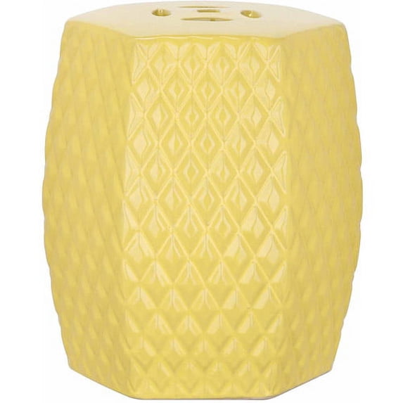 Safavieh Diamonds Kids 12.6" Asian Inspired Diamond Lattice Ceramic Garden Stool, Yellow
