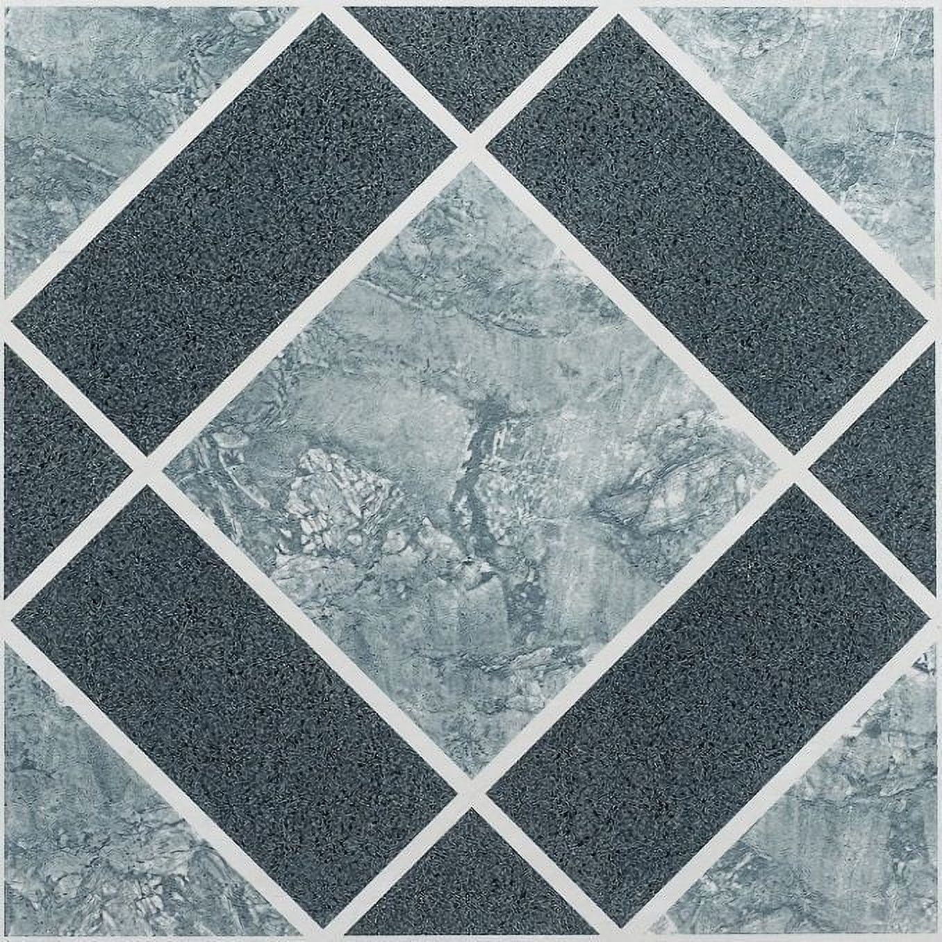Diamonds Light Blue Stone Vinyl Floor Tiles Self Stick Peek Flooring  12'' x 12'' 4-Pack (80 Pieces)