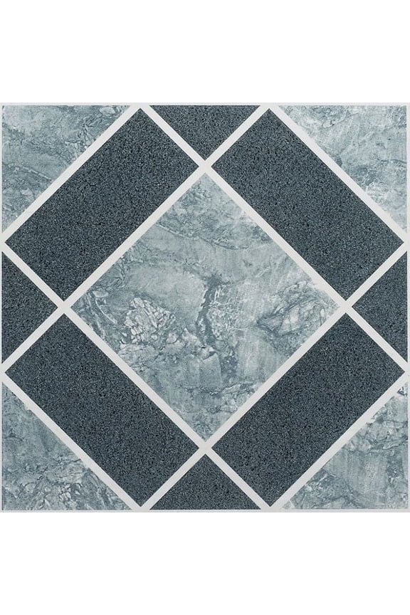 Diamonds Light Blue Stone Vinyl Floor Tiles Self Stick Peek Flooring 12'' x 12'' 5-Pack (100 Pieces)