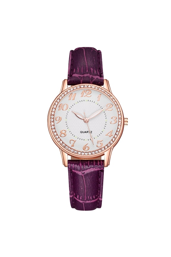 Diamonds Luminescent Watch Large Dial Simple Style Back Full Digital Watch Skeleton Hands Design