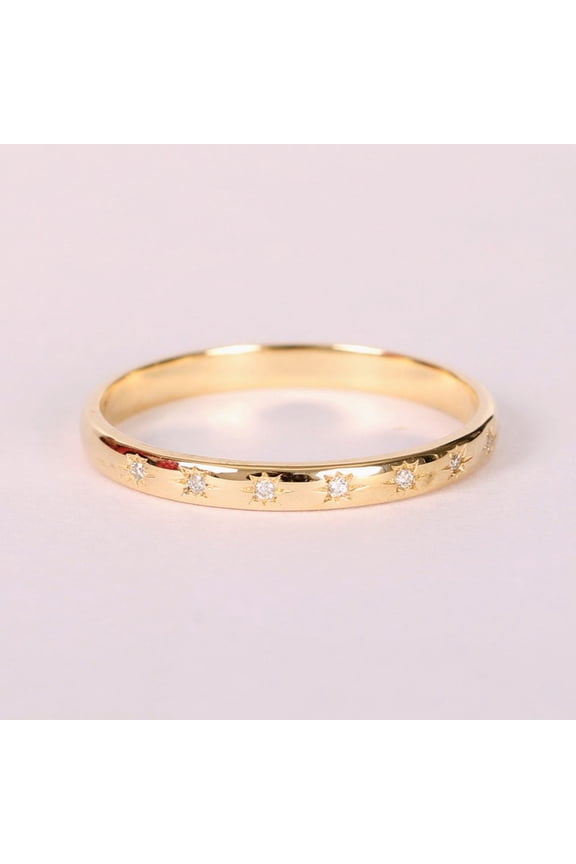 Diamonds North Star Design Ring, 925 Starling Silver Diamonds Distance Half Eternity Ring, Stackable Band, Minimalist Ring, April Birthstone Month Ring, Gift For Her
