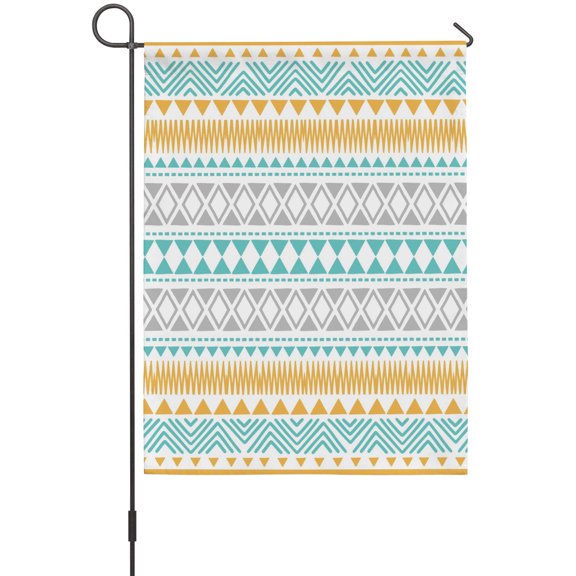 Diamonds Pattern Garden Flag 12 x 18 Inches, Abstract Green Yellow Arrows Dots Lines Weather Proof Outdoor Patio Flags Double Sided Small Garden Decoration for Yard Outside Home