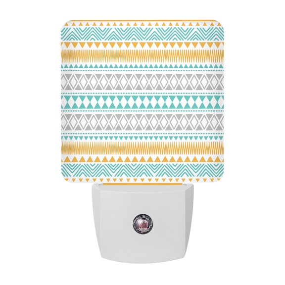 Diamonds Pattern Night Lights, Abstract Green Yellow Arrows Dots Lines Smart Auto Dusk to Dawn Sensor Nightlights Plug-in Nightlight for Bedroom Bathroom Living Room Kitchen Hallway