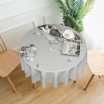 Diamonds Round Tablecloth 60 Inch Polyester Table Cover Kitchen Dinning Washable Indoor Outdoor Party Wedding Picnic Holiday