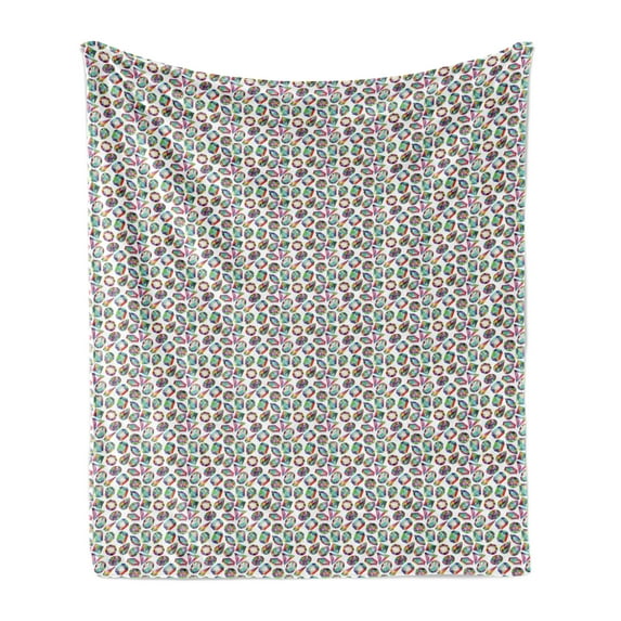 Diamonds Soft Flannel Fleece Throw Blanket, Crystal Pattern with Rainbow Color Palette Oval Triangular Hexagonal Geometric, Cozy Plush for Indoor and Outdoor Use, 70" x 90", Multicolor, by Ambesonne