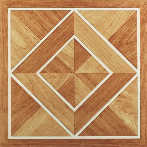 Diamonds White Border Vinyl Floor Tiles Self Stick Peek Flooring  12'' x 12'' 1-Pack (20 Pieces)
