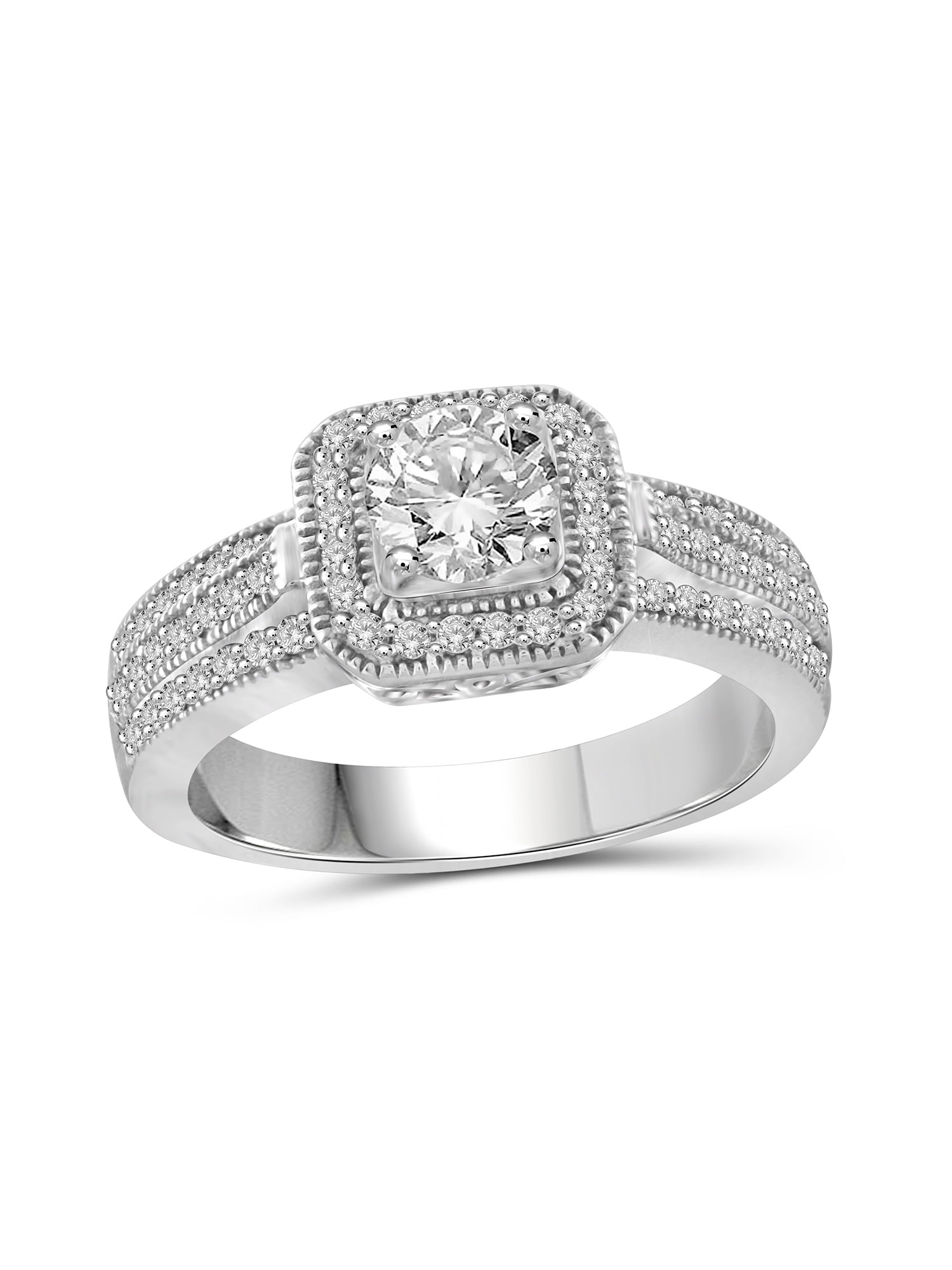 Diamonice 0.925 Sterling Silver 1.75 Carat White Cubic Zirconia Ring