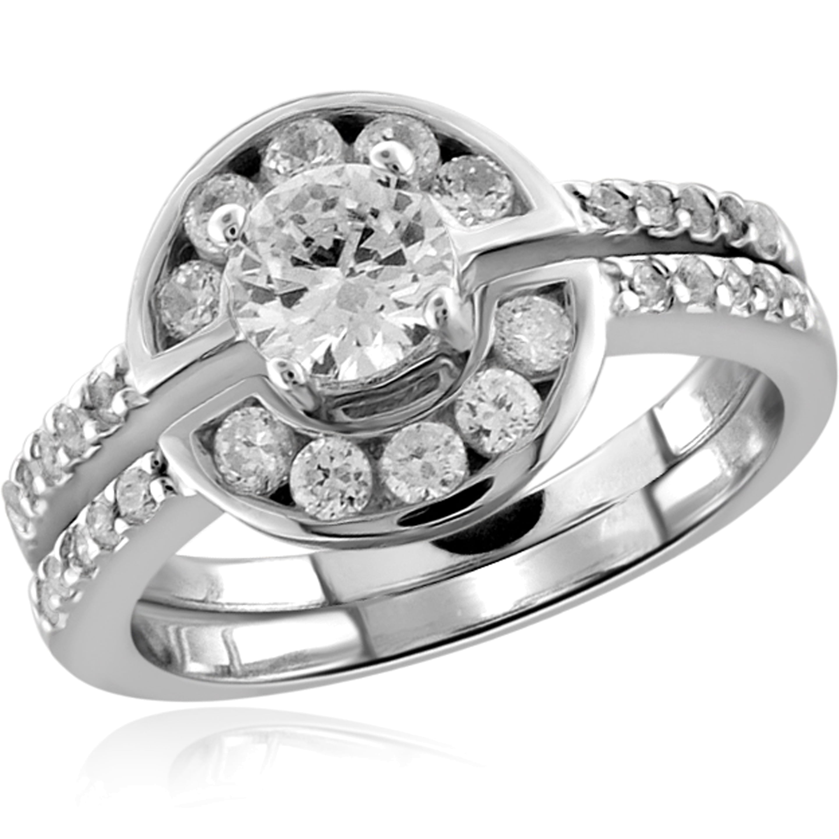Diamonice 0.925 Sterling Silver 1.90 Carat White Cubic Zirconia Ring for Women | Cubic Zirconias for Everyday Womens Wear