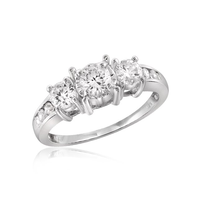 Diamonice 0.925 Sterling Silver 2.00 Carat White Cubic Zirconia Ring