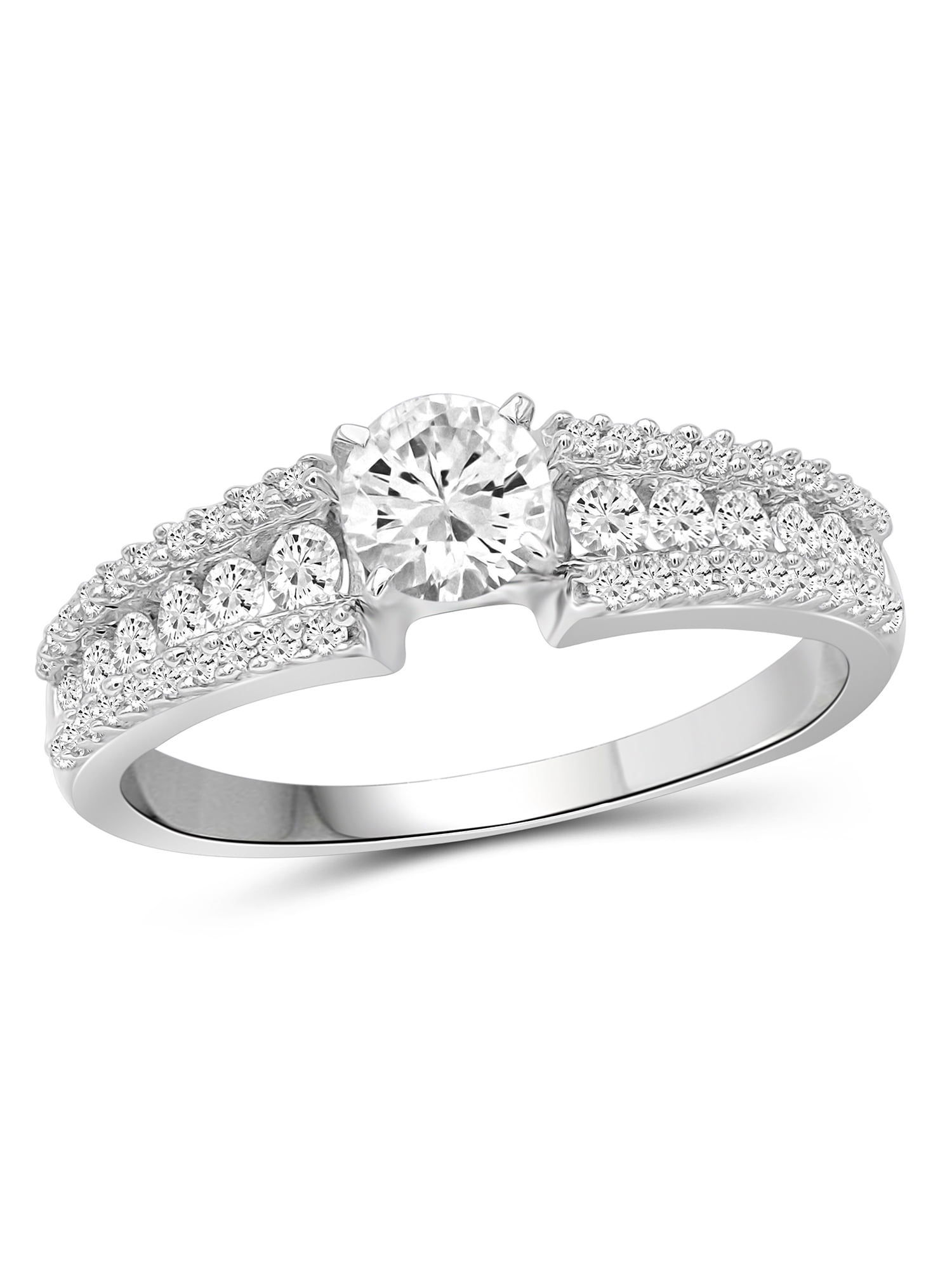 Diamonice 0.925 Sterling Silver 2.00 Carat White Cubic Zirconia Ring