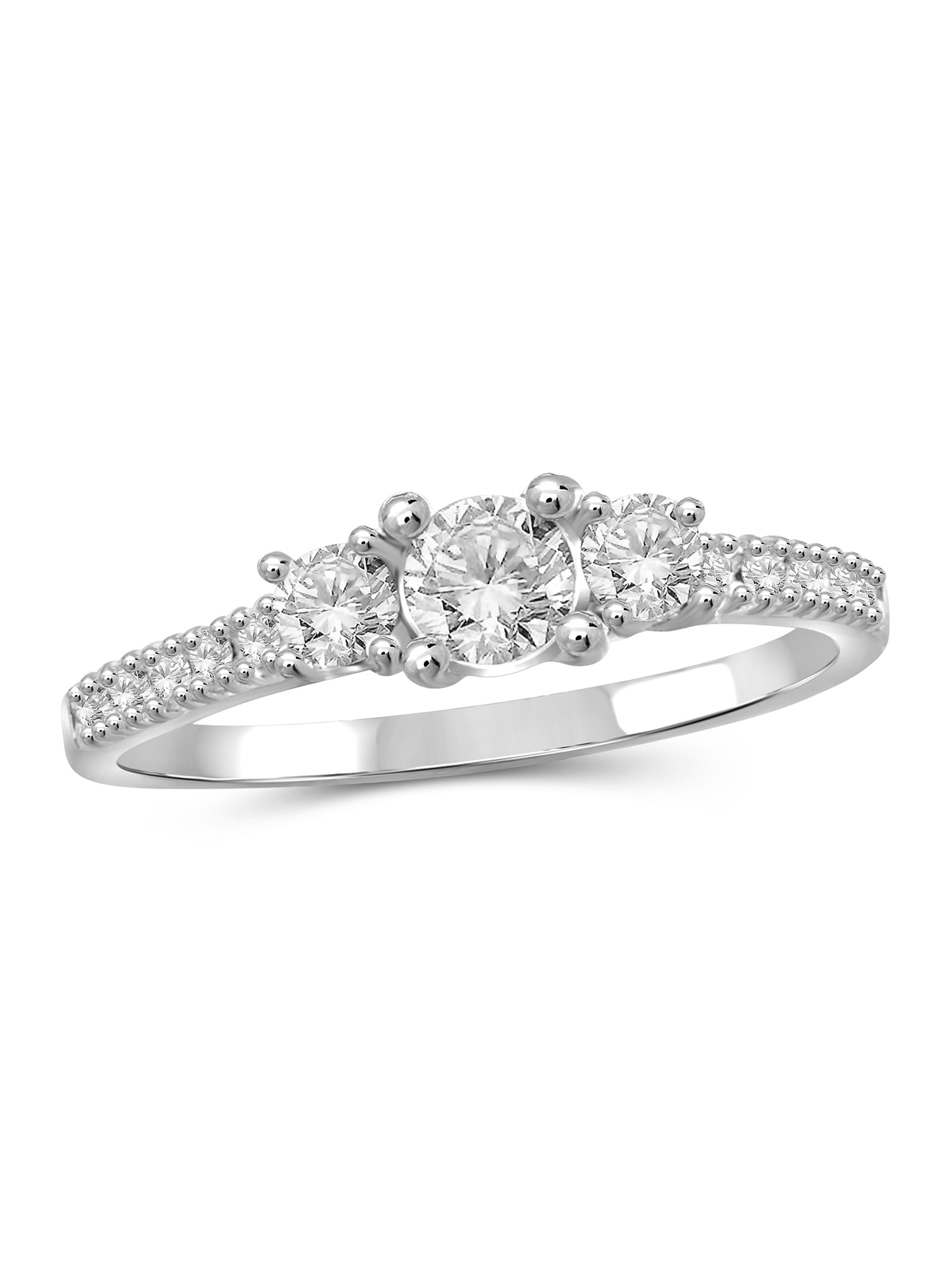 Diamonice 0.925 Sterling Silver 2.25 Carat White Cubic Zirconia Ring