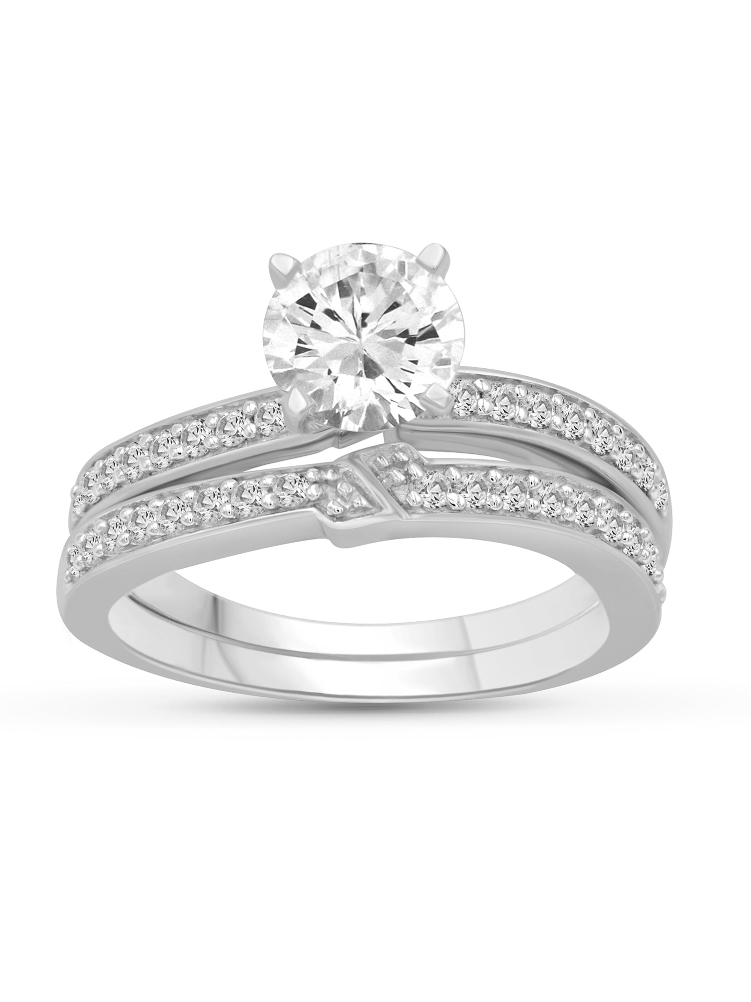 Diamonice 0.925 Sterling Silver 2.50 Carat White Cubic Zirconia Ring