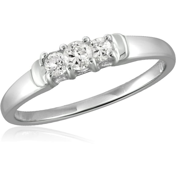 Diamonice 3/4 Carat T.W. White Cubic Zirconia (AAA) Sterling Silver 3-Stone Ring