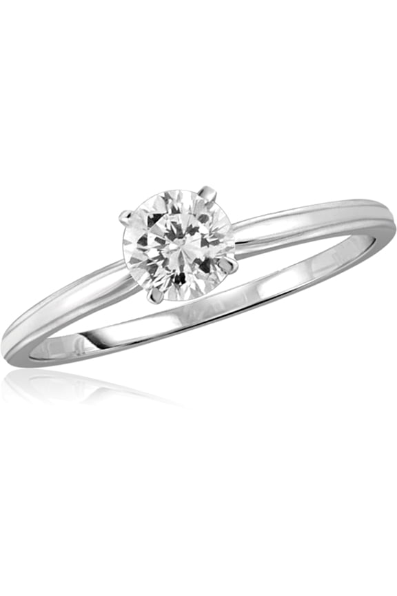 3/4 Carat T.W. White Cubic Zirconia (AAA) Sterling Silver Solitaire Ring