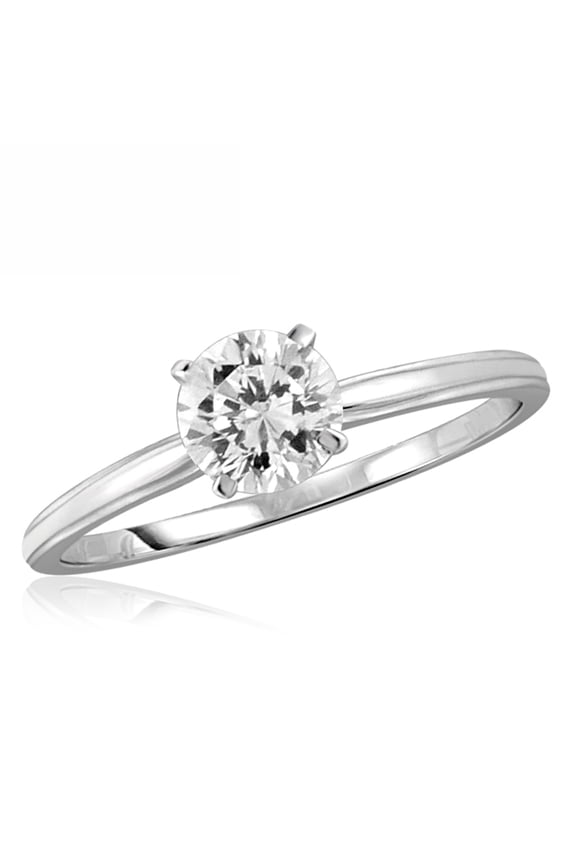 White Cubic Zirconia Ring Birthstone Jewelry – 1.75 Carat White Cubic Zirconia Sterling Silver Ring – Cubic Zirconia Rings with Hypoallergenic Sterling Silver Band