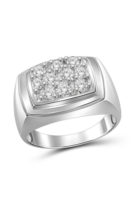 White Cubic Zirconia Rings for Men – 2.00 CTW Genuine White Cubic Zirconia Ring for Men – Hypoallergenic Sterling Silver Ring – Cubic Zirconia Mens Statement Ring – Luxurious Gifts for Him