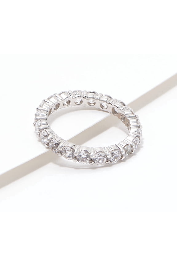 100-Facet Sterling Silver Eternity Band Ring Size 10