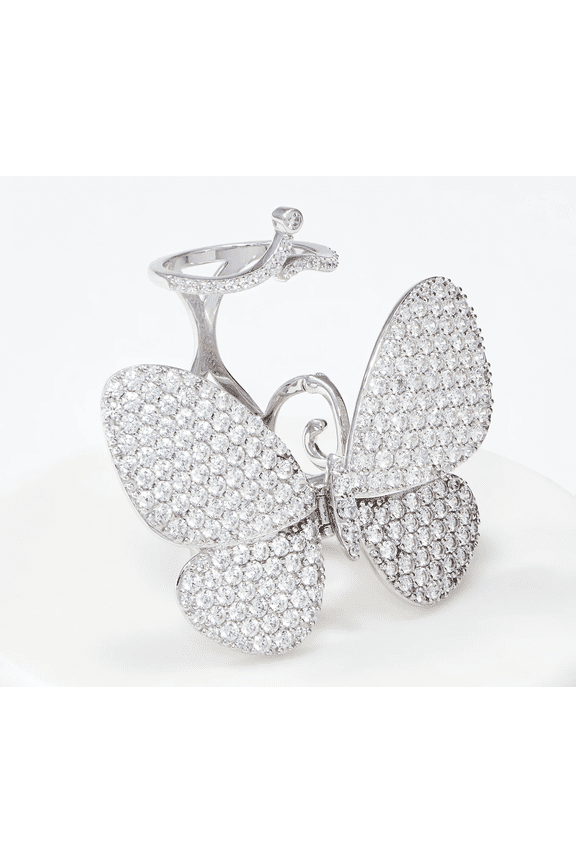 Flexible Moving Butterfly Sterling Silver Ring, Size 6