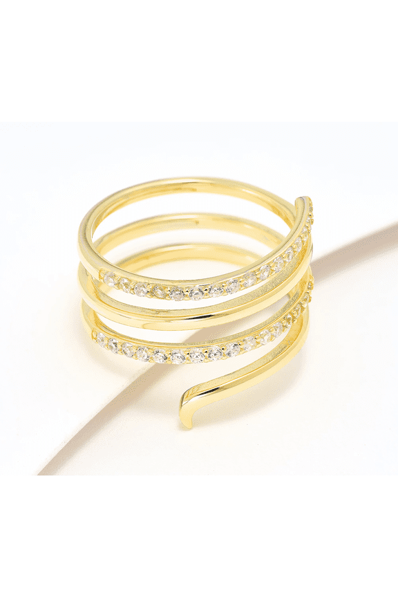 Gold Clad Sterling Silver 4 Row Band Ring Size 11