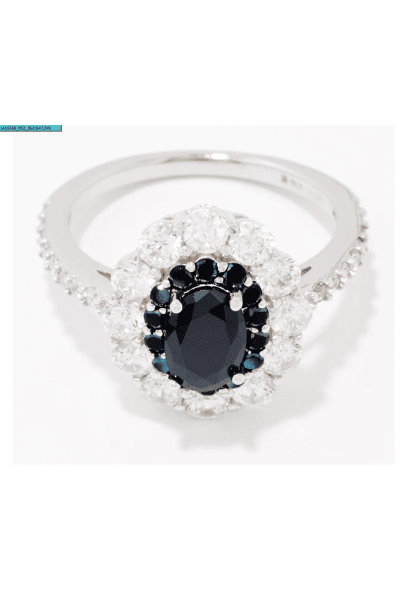 Diamonique Sterling Silver 925 Black CZ Halo Cocktail Ring Size 11