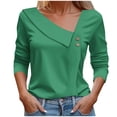 thumbnail image 1 of Spring !DianGeFu 3/4 Sleeve Shirts for Women Fall Clothes New Trendy 2025,Women's Fashion Casual Solid Color Button-Up Blouse T-shirt Tops Blouse,Green,L, 1 of 5
