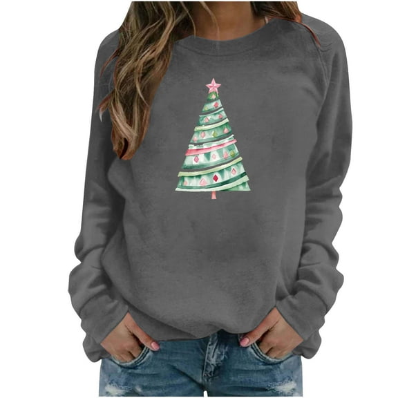 DianGeFu Hoodies for Women Plus Size Long 2024 Christmas Fashion Casual Save Up Under 50%(Gray,S)