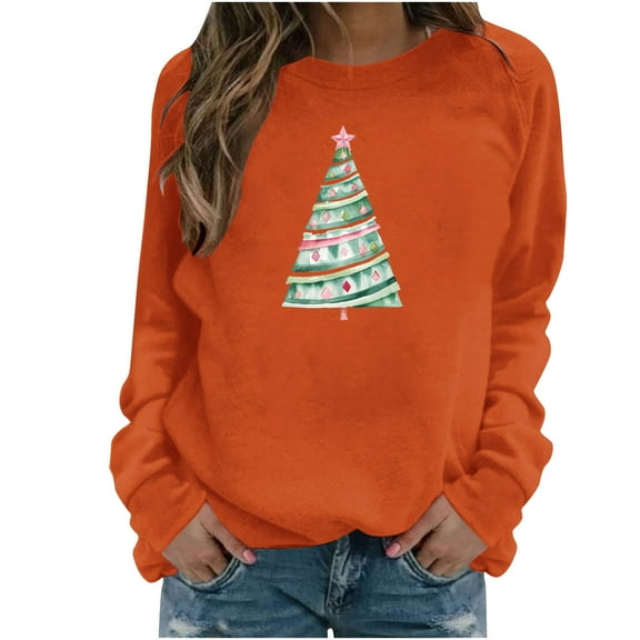 DianGeFu Hoodies for Women Plus Size Long 2024 Christmas Fashion Casual Save Up Under 50%(Orange,S)