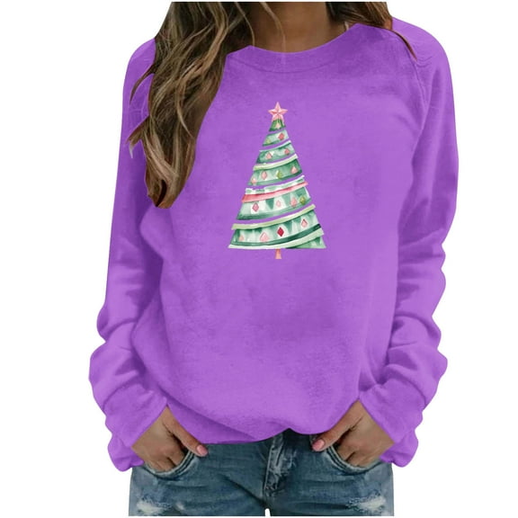 DianGeFu Hoodies for Women Plus Size Long 2024 Christmas Fashion Casual Save Up Under 50%(Purple,M)