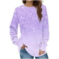 thumbnail image 1 of DianGeFu Sweatshirts for Women Plus Size Casual Long Sleeve Round Neck Print Pattern Tops Blouse 50% Off Clear(Purple,S), 1 of 5