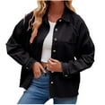 thumbnail image 1 of DianGeFu Women's Denim Jackets Plus Size Cropped 2026 Autumn Winter ,Women's Tassel Solid Long Sleeve Pocket Denim Coat Top,Black,S, 1 of 8
