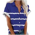 thumbnail image 1 of DianGeFu Women’s Plus Size Short-Sleeve Button-Front Camp Shirt,Women's Regular Casual Printed Short Sleeved BlousesTop,Dark Blue,M, 1 of 5