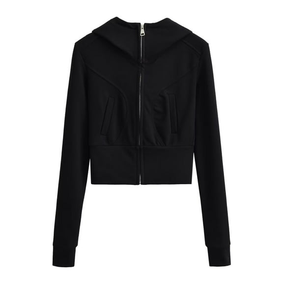 Spring Tops for Women 2025!DianGeFu Womens Hoodies Pullover Graphic 2025 Save Up Under 50%,Women's Oversize Solid Color Zippered Sweater Cardigan Hoodie Hoodie,Black,S