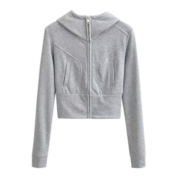 DianGeFu Womens Hoodies Pullover Graphic 2025 Save Up Under 50%,Women's Oversize Solid Color Zippered Sweater Cardigan Hoodie Hoodie,Gray,L