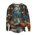 thumbnail image 1 of DianGeFu Womens Hoodies Pullover Graphic Oversized Long Sleeve Print Round Neck Loose T-Shirt Blouse Tops for 2025 Halloween (Black,L), 1 of 4