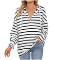 thumbnail image 1 of DianGeFu Womens Hoodies Pullover Plus Size,Women's Casual Loose Drawstring Hooded Striped Long Sleeve Sweatshirt Top,White,XXL, 1 of 5