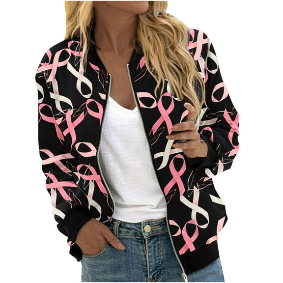Spring Tops for Women!DianGeFu Womens Jackets Plus Size No Hood Fashion Casual,Women's Printed Cardigan Jacket Zippered Jacket Long Sleeved Casual Jacket Jacket,Pink,S