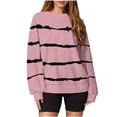 thumbnail image 1 of DianGeFu Womens Sweatshirts Stripe Print Round Neck Loose Fit Long Sleeve for Fall Plus Size(Pink,M), 1 of 6