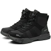 DianSen Mens Work Boots Steel Toe Safety Shoes Hammerproof Anti-Puncture Canvas Combat Boots