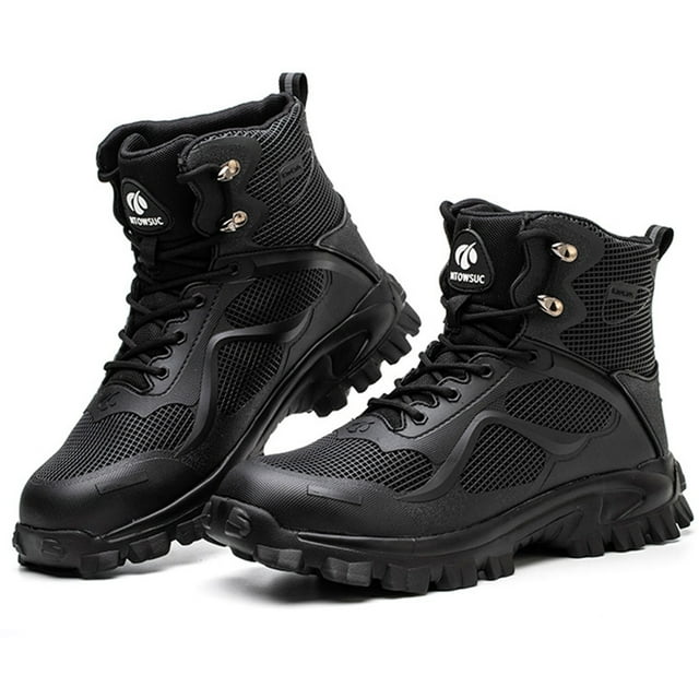 DianSen Steel Toe Safety Shoes for Men Indestructible Work Boots PunctureProof Slip on Safety