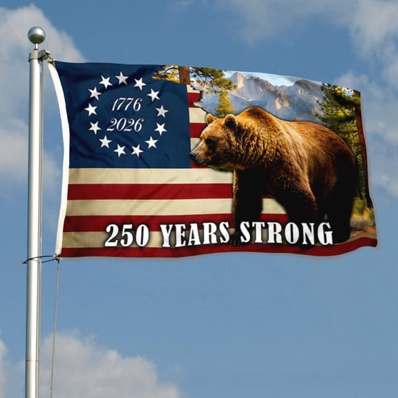 DianYu California Betsy Ross 250 Years Strong Grizzly Bear Flag Banner Outdoor Indoor Decoration Flag Double Stitched Polyester with Brass Grommets 3x5Feet blue