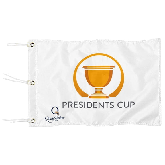 DianYu Presidents Cup At Quail Hollow Golf Pin Flag Practic Putting Green Golf Flag For Backyard Miniature Pin Flag with Three Brass Grommets 20x13Inch