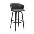 thumbnail image 1 of Diana 30" Swivel Black Wood Bar Stool in Gray Faux Leather, 1 of 11