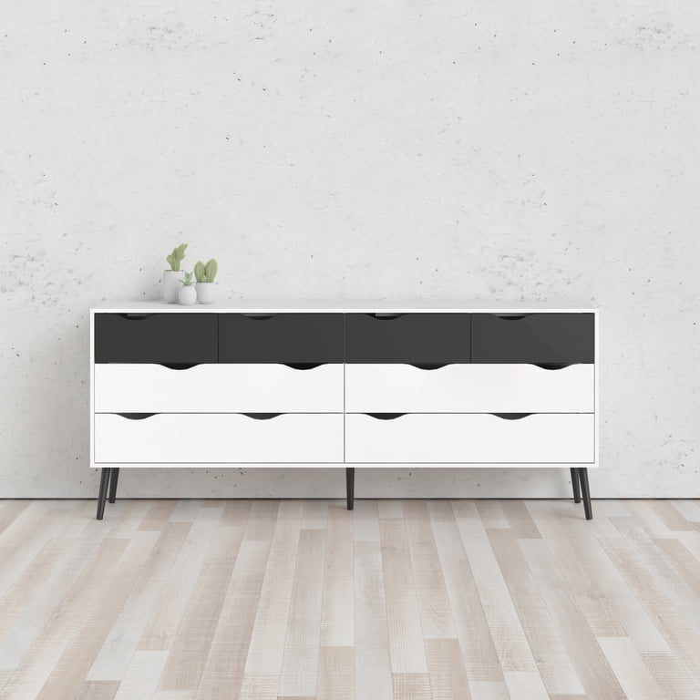 Diana 8 Drawer Dresser, White/Black Matte - Walmart.com