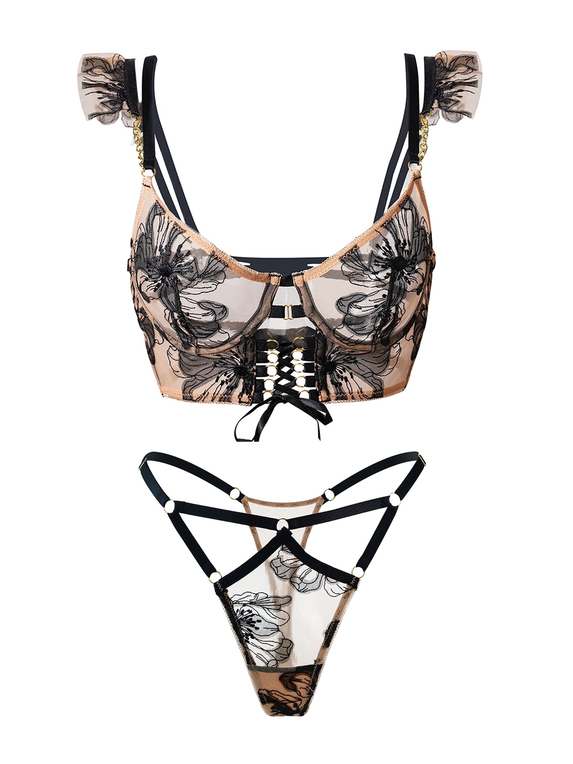Diana Black Sculpting Body Lingerie Set (BLACK, 2XL)