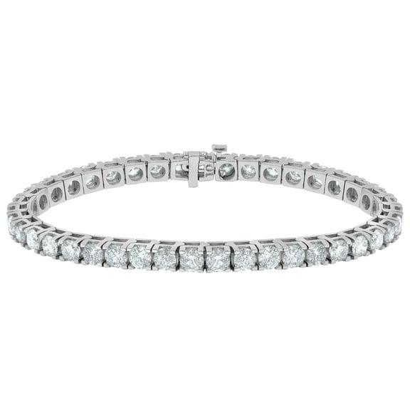 Diana M 14 Karat White Gold Tennis Bracelet Features 10.25 Cts Round Brilliant Cut Diamonds, 42 Stones.