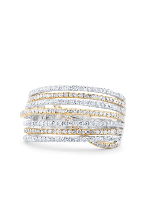 14 Kt Two Tone Diamond Ring with Spiral Design