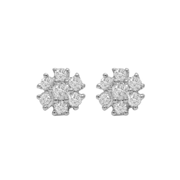 Diana M 14 Kt White Gold 0.50 Cts Tw Diamond Flower Stud Earrings