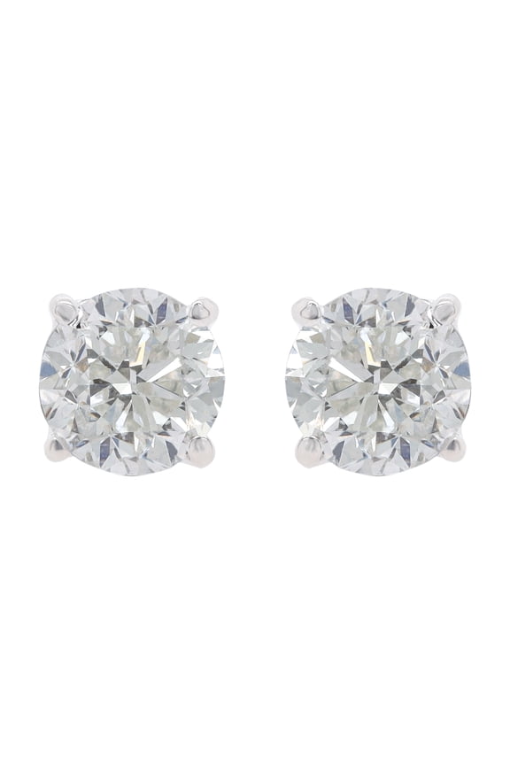 14 Kt White Gold Diamond Studs 10.35 Cts Total 2 Stones Clarity Enhanced
