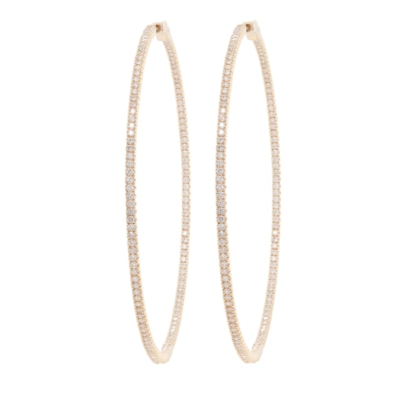 Diana M 14 Kt Yellow Gold 1.30 Cts Tw Diamond Hoop Earrings