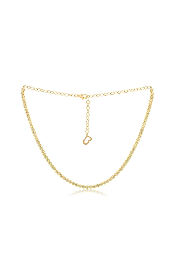 14 Kt Yellow Gold, 14" Diamond Choker Necklace Featuring 2.30 Cts Tw Brilliant Cut Round Diamonds